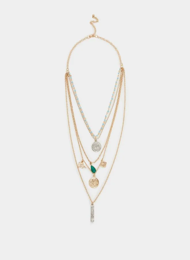 Styli Women Layered Charm Necklace